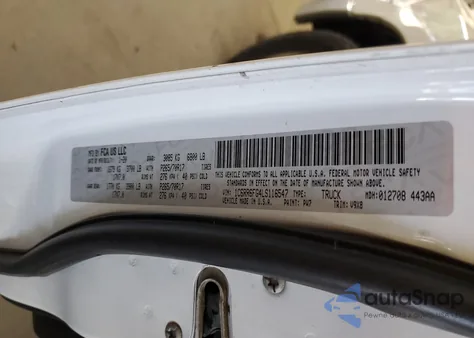 2020 Ram 1500 Classic Tradesman z USA, uszkodzony, nr VIN 1C6RR6FG4LS116547